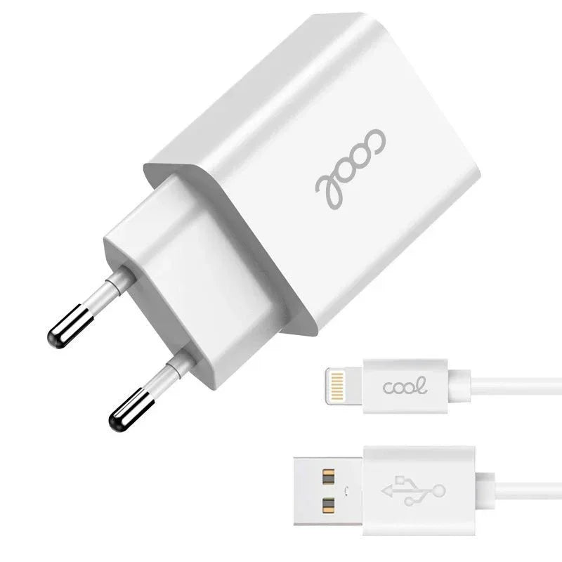 Cargador Red para iPhone COOL 2 x USB + Cable Lightning 1,2m (2.4 Amp) - PixelPlaza