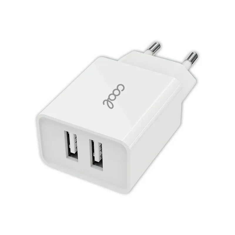 Cargador Red Universal Entrada 2 x USB COOL 2.4 Amperios Blanco - PixelPlaza