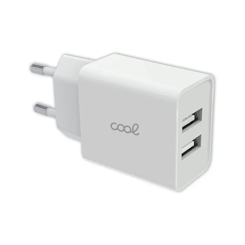 Cargador Red Universal Entrada 2 x USB COOL 2.4 Amperios Blanco - PixelPlaza