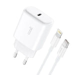 Cargador Red Universal Fast Adapt. (PD) Tipo-C COOL (25W) Blanco + Cable Tipo-C a Lightning - PixelPlaza