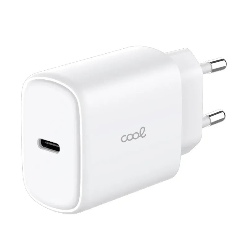 Cargador Red Universal Fast Adapt. (PD) Tipo-C COOL (25W) Blanco + Cable Tipo-C a Lightning - PixelPlaza
