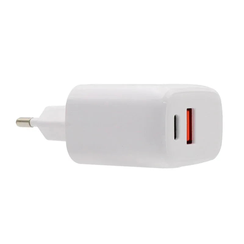 Cargador Red Universal Fast Charger (PD) Dual Tipo-C / USB COOL (20W) Blanco - PixelPlaza