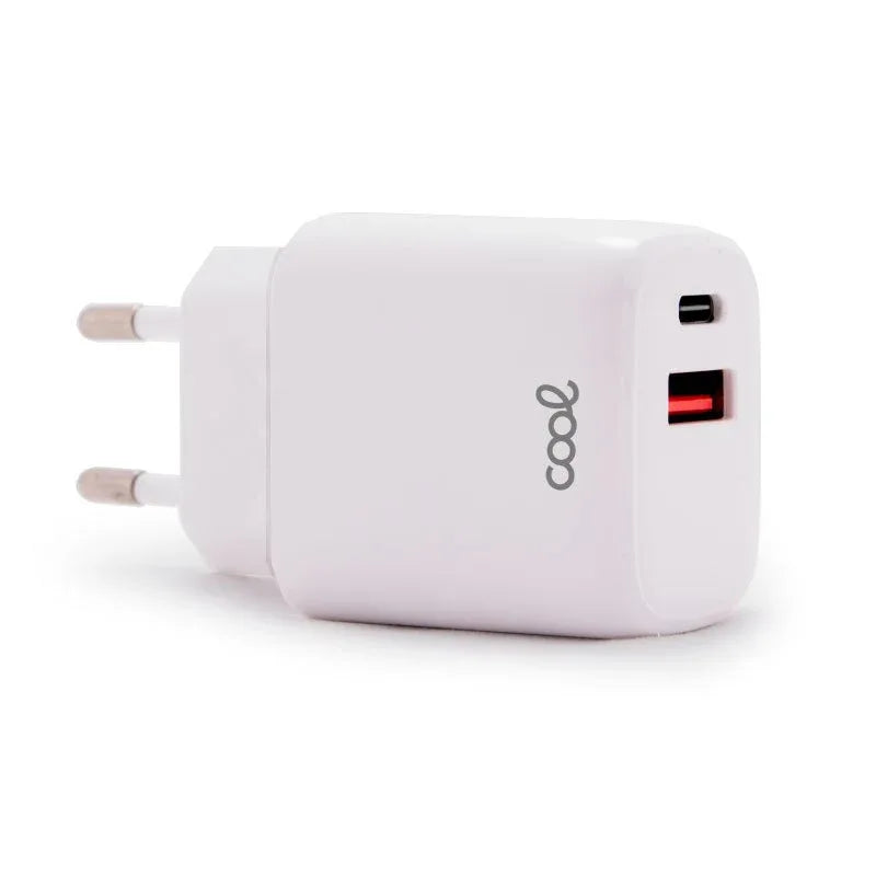 Cargador Red Universal Fast Charger (PD) Dual Tipo-C / USB COOL (20W) Blanco - PixelPlaza