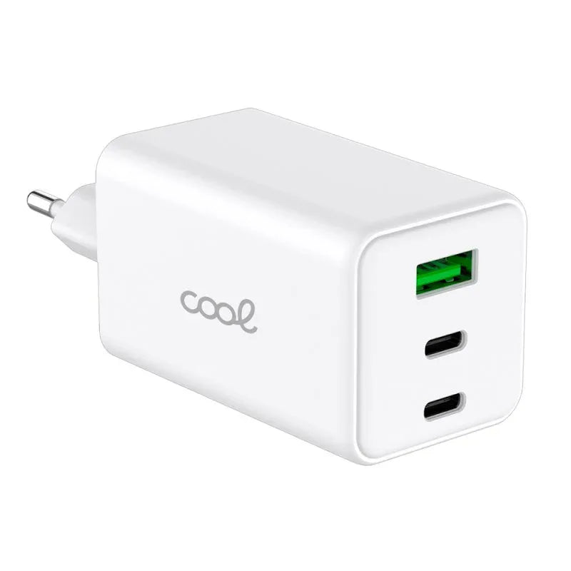 Cargador Red Universal Ultra Fast PD Port x3 (2x Tipo-C + 1x USB) COOL 100W GaN Blanco - PixelPlaza