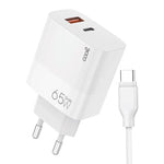 Cargador Red Universal Ultra Fast PD Tipo-C + USB COOL (65W + Cable Tipo-C) GaN Blanco - PixelPlaza