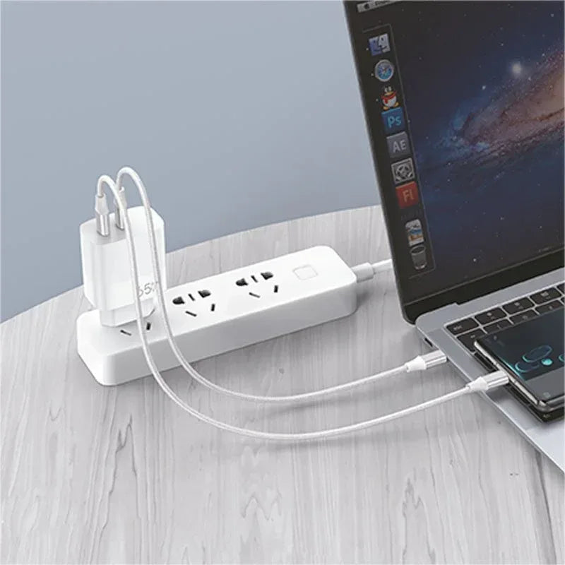 Cargador Red Universal Ultra Fast PD Tipo-C + USB COOL (65W + Cable Tipo-C) GaN Blanco - PixelPlaza