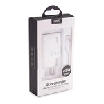 Cargador Red Universal Ultra Fast PD Tipo-C + USB COOL (65W + Cable Tipo-C) GaN Blanco - PixelPlaza