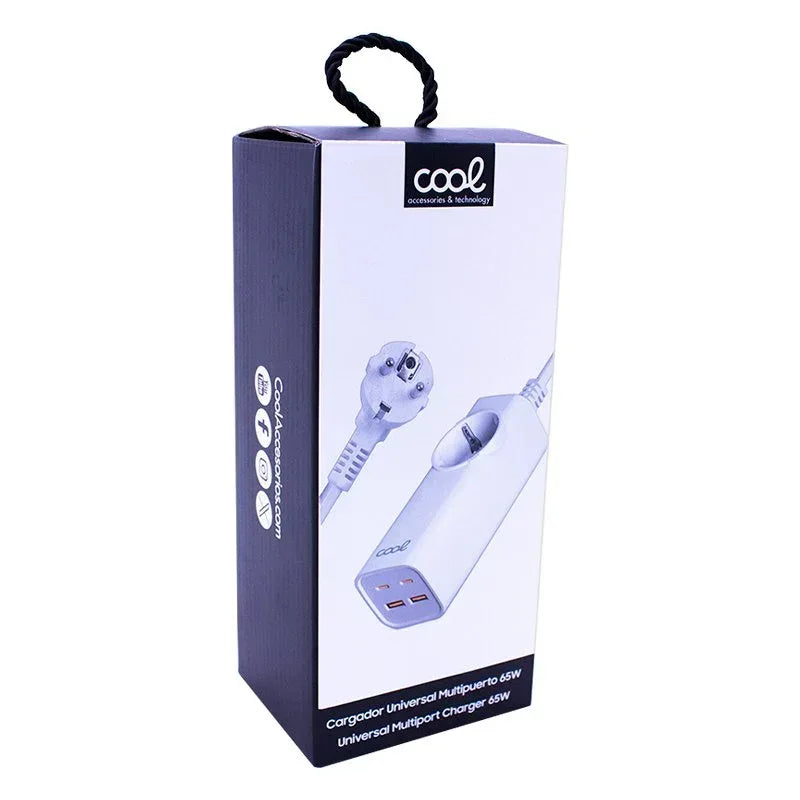 Cargador Universal Multipuerto COOL 65W (Regleta 5 Puertos) Blanco - PixelPlaza