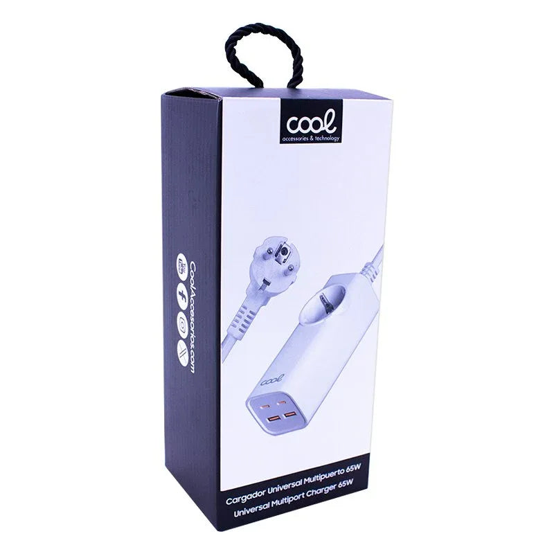 Cargador Universal Multipuerto COOL 65W (Regleta 5 Puertos) Blanco - PixelPlaza