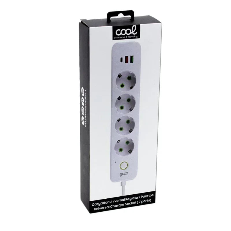 Cargador Universal Multipuerto COOL (Regleta 7 Puertos) Blanco - PixelPlaza
