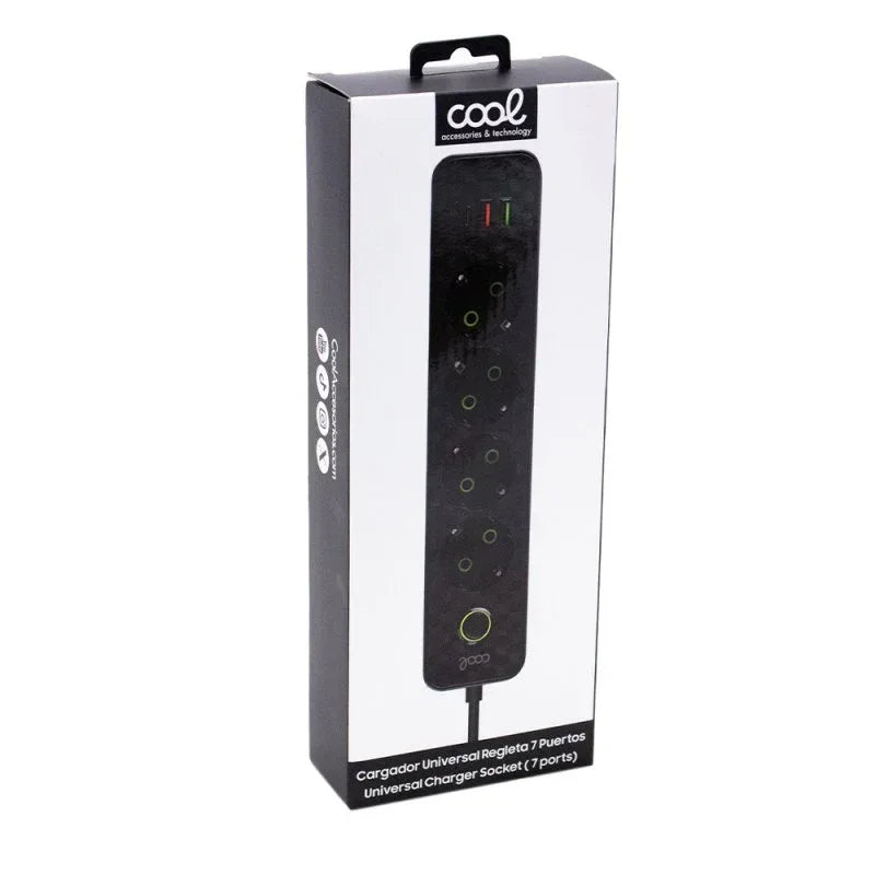 Cargador Universal Multipuerto COOL (Regleta 7 Puertos) Negro - PixelPlaza