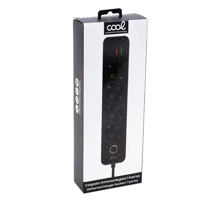 Cargador Universal Multipuerto COOL (Regleta 7 Puertos) Negro - PixelPlaza