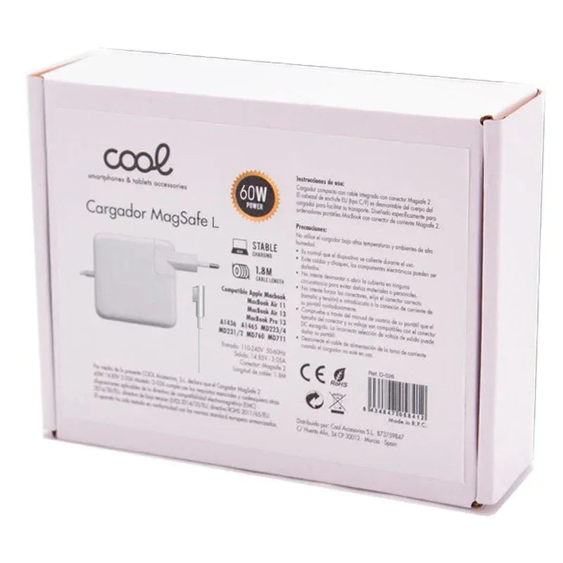 Cargador Universal Red COOL Para Apple Macbook MagSafe L (60w) - PixelPlaza