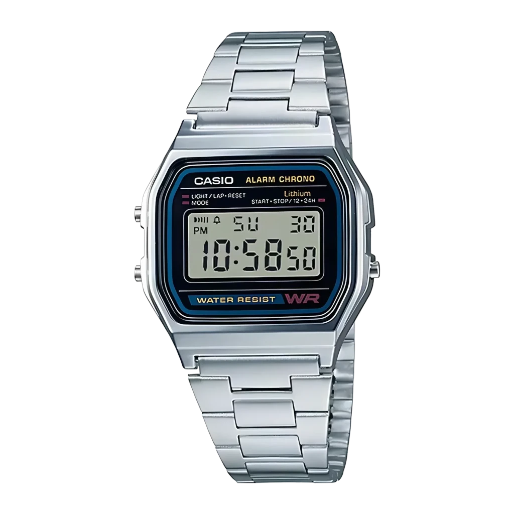 Casio A158WA-1DF Vintage Cronómetro Alarma Calendario Reloj analógico y digital