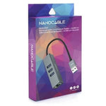 Hub USB 3.0 Nanocable 10.03.0407/ 3xUSB/ 1xRJ45/ Gris - PixelPlaza