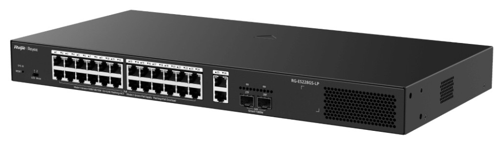 Ruijie Networks RG-ES228GS-LP switch Gestionado L2 Gigabit Ethernet (10/100/1000) Energía sobre Ethernet (PoE) Escritori