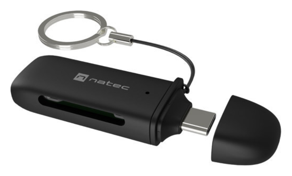 Natec SCARAB C lector de tarjeta USB 3.2 Gen 1 (3.1 Gen 1) Type-C Negro