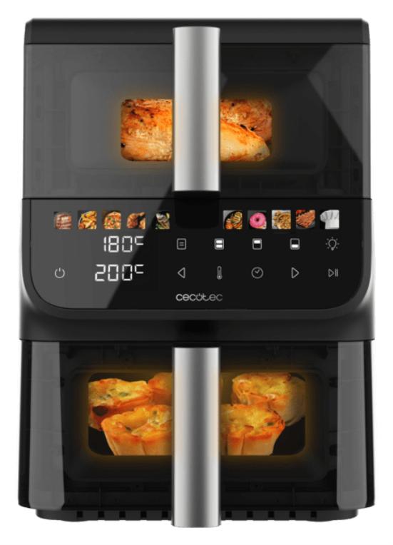 Cecotec Cecofry DuoLevel 10000 DuoSize Window Doble 10 L Independiente 2000 W Freidora de aire caliente Negro