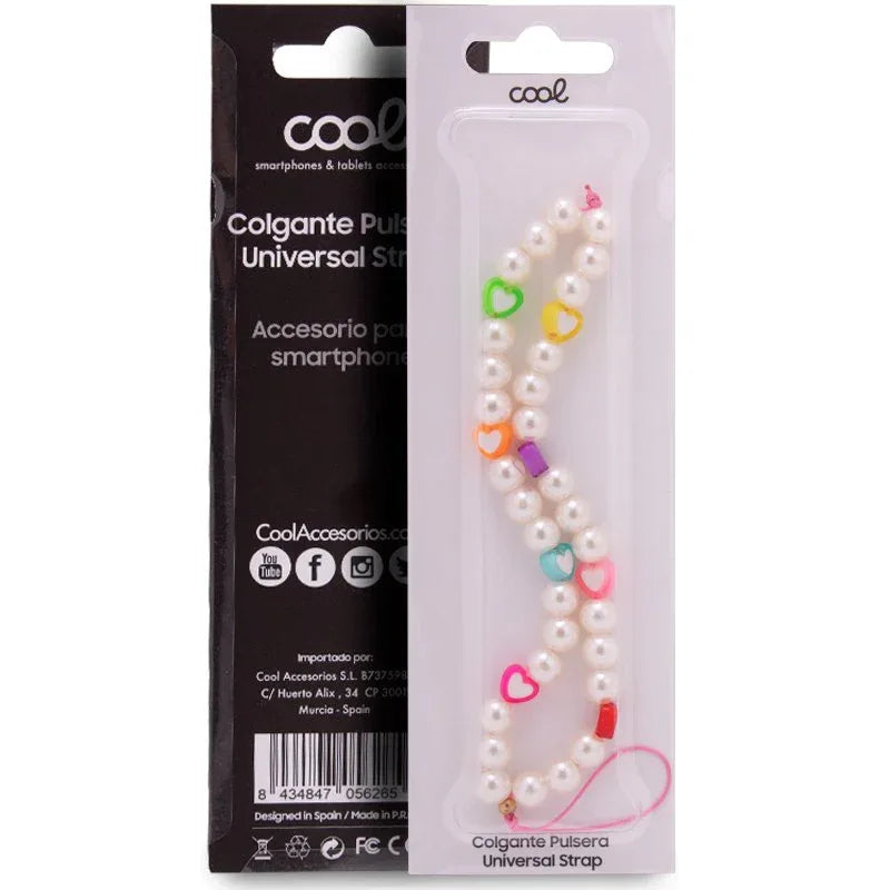 Colgante COOL Universal Smartphone Pulsera Strap Perlas Corazones - PixelPlaza