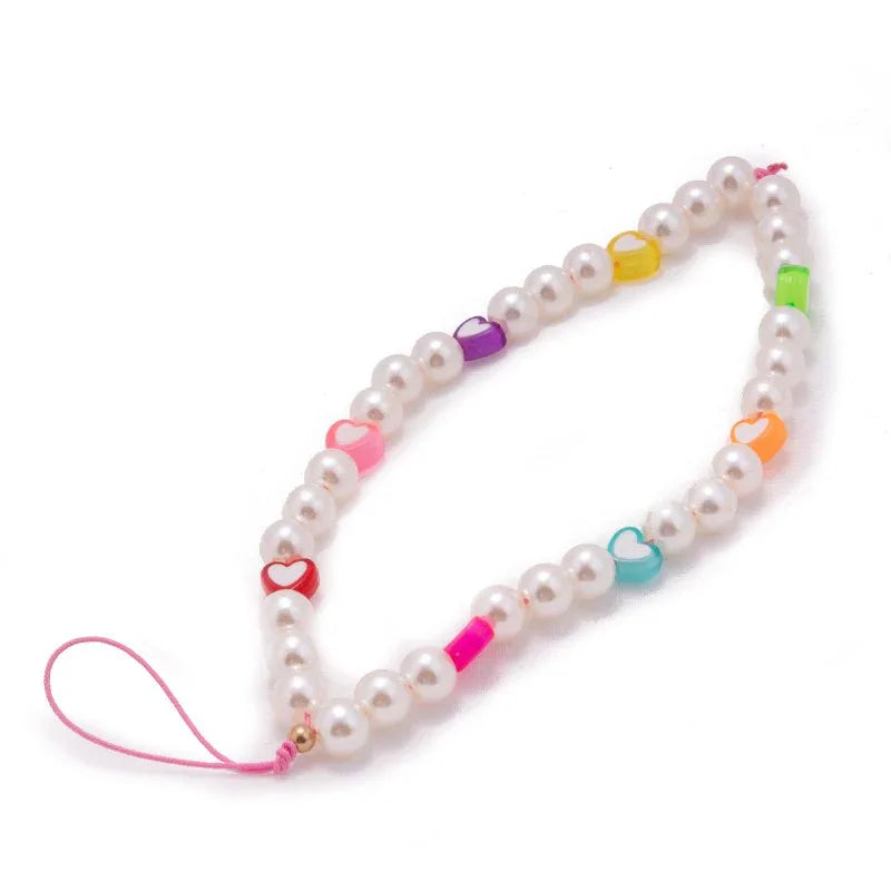 Colgante COOL Universal Smartphone Pulsera Strap Perlas Corazones - PixelPlaza
