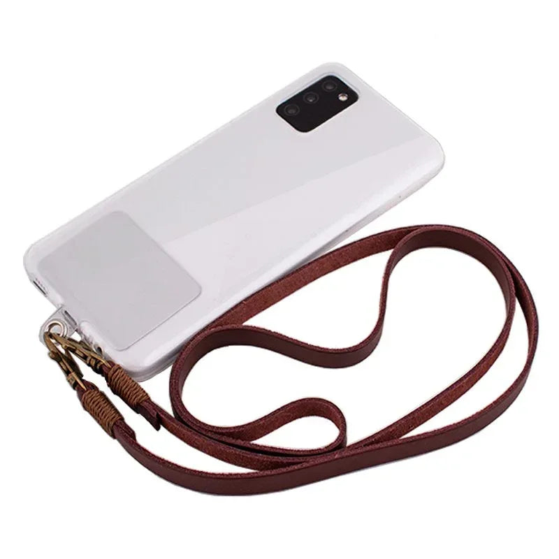 Cordón Colgante Polipiel COOL Universal con Tarjeta para Smartphone Marrón - PixelPlaza