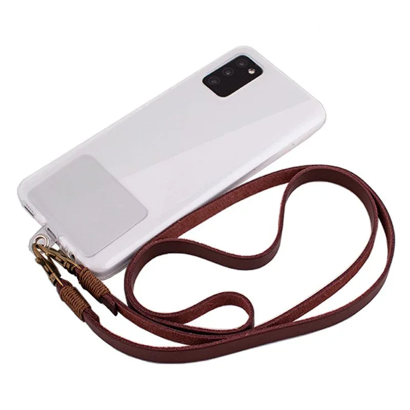 Cordón Colgante Polipiel COOL Universal con Tarjeta para Smartphone Marrón - PixelPlaza