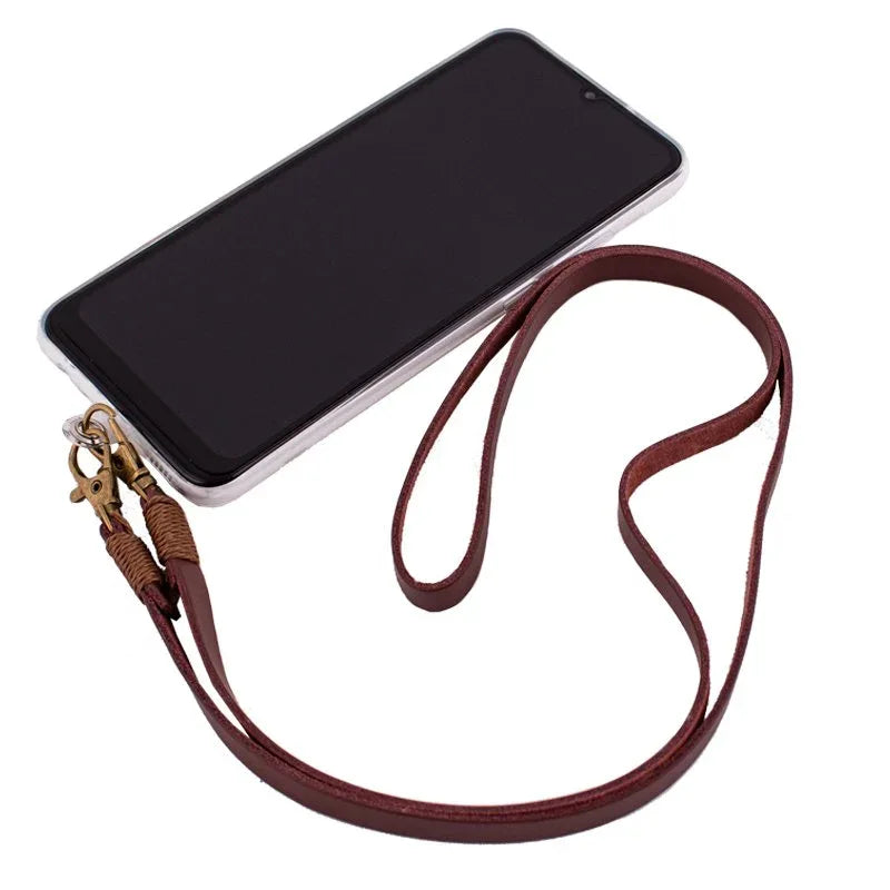 Cordón Colgante Polipiel COOL Universal con Tarjeta para Smartphone Marrón - PixelPlaza