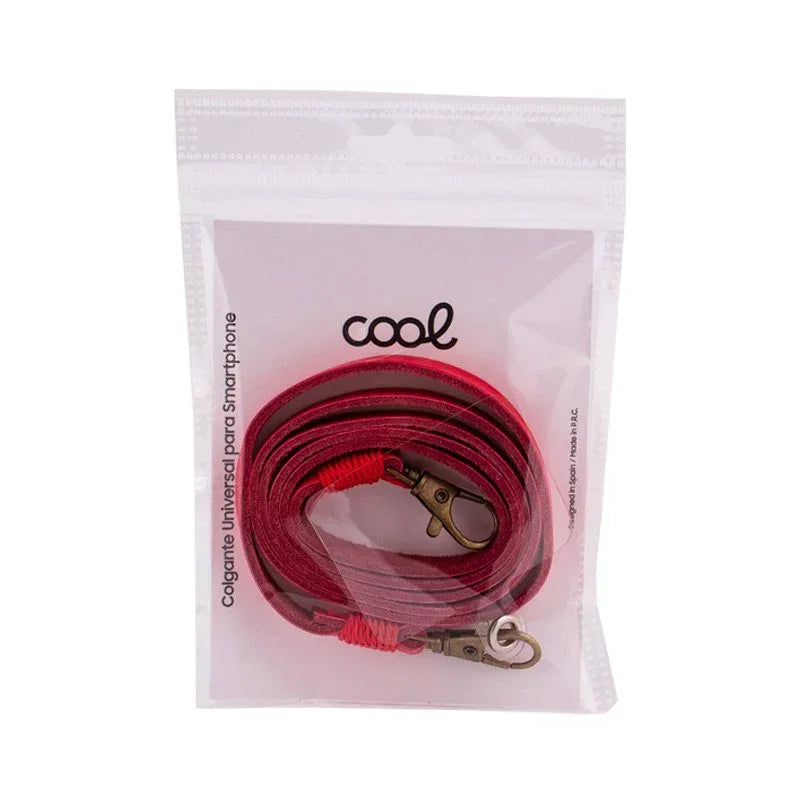 Cordón Colgante Polipiel COOL Universal con Tarjeta para Smartphone Rojo - PixelPlaza
