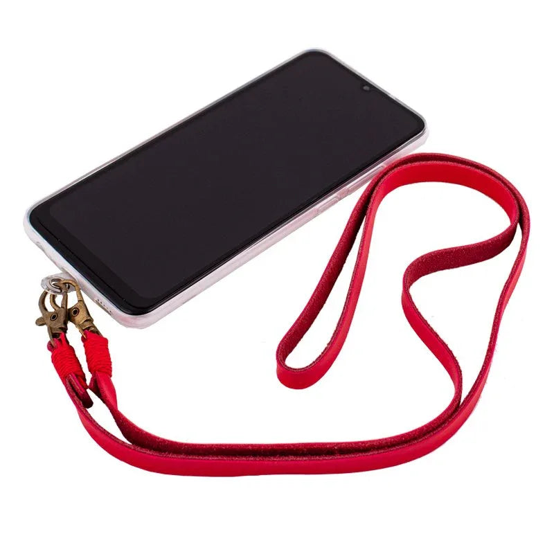 Cordón Colgante Polipiel COOL Universal con Tarjeta para Smartphone Rojo - PixelPlaza