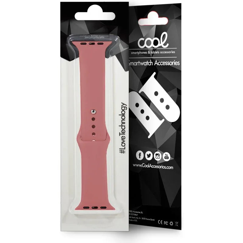 Correa COOL para Apple Watch Series 1 / 2 / 3 / 4 / 5 / 6 / 7 / 8 / 9 / SE (38 / 40 / 41 mm) Goma Rosa - PixelPlaza