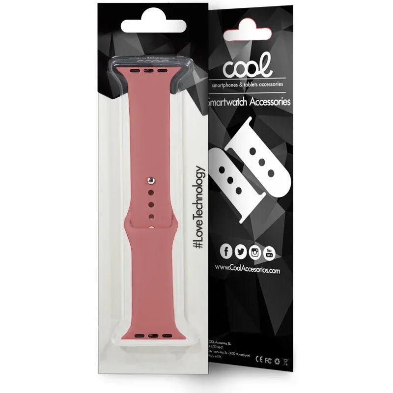 Correa COOL para Apple Watch Series 1 / 2 / 3 / 4 / 5 / 6 / 7 / 8 / 9 / SE (38 / 40 / 41 mm) Goma Rosa - PixelPlaza