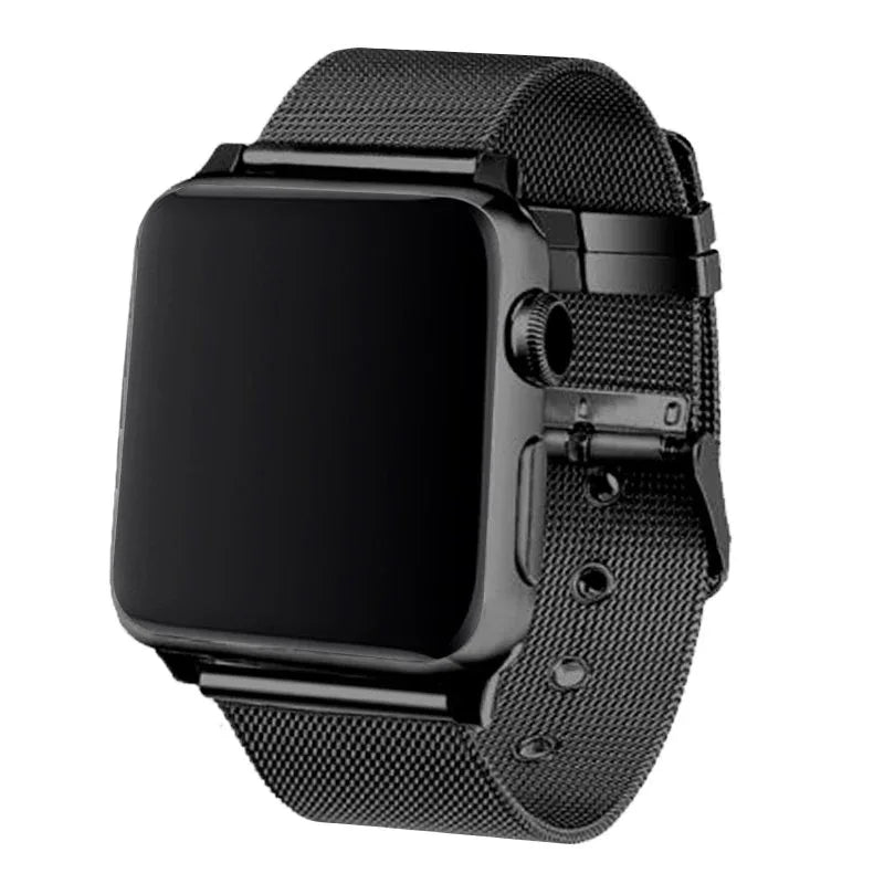 Correa COOL para Apple Watch Series 1 / 2 / 3 / 4 / 5 / 6 / 7 / 8 / 9 / SE (38 / 40 / 41 mm) Metal Negro - PixelPlaza