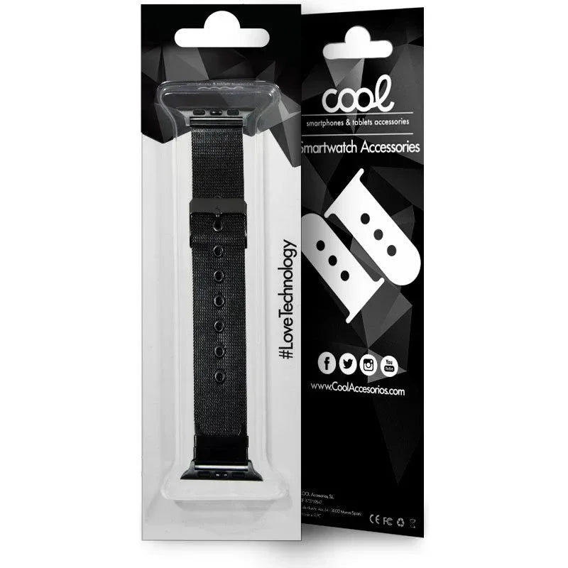 Correa COOL para Apple Watch Series 1 / 2 / 3 / 4 / 5 / 6 / 7 / 8 / 9 / SE (38 / 40 / 41 mm) Metal Negro - PixelPlaza