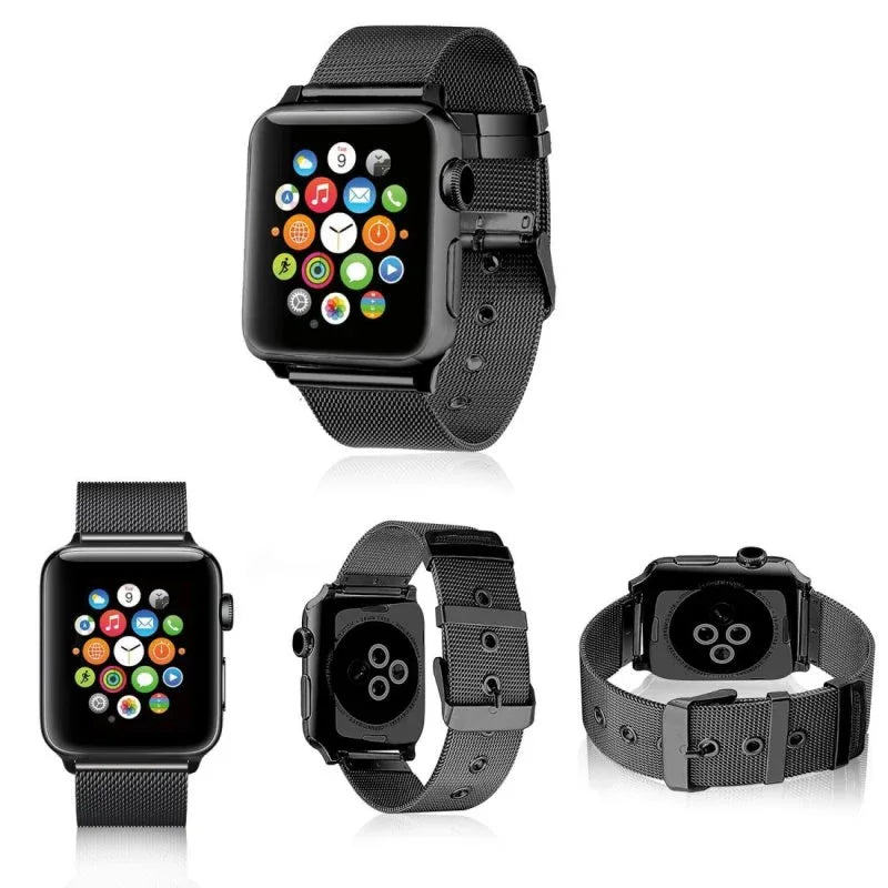 Correa COOL para Apple Watch Series 1 / 2 / 3 / 4 / 5 / 6 / 7 / 8 / 9 / SE (38 / 40 / 41 mm) Metal Negro - PixelPlaza