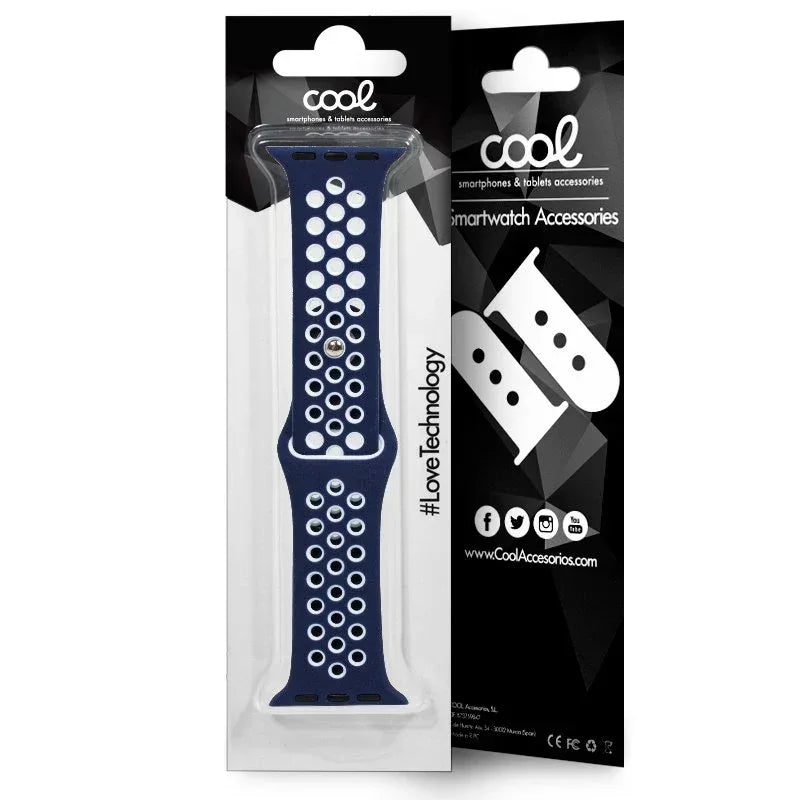 Correa COOL para Apple Watch Series 1 / 2 / 3 / 4 / 5 / 6 / 7 / 8 / 9 / SE (38 / 40 / 41 mm) Sport Azul - PixelPlaza