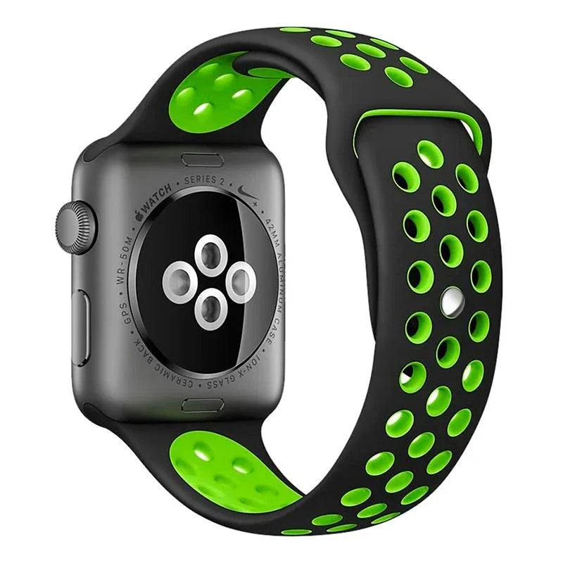 Correa COOL para Apple Watch Series 1 / 2 / 3 / 4 / 5 / 6 / 7 / 8 / 9 / SE (38 / 40 / 41 mm) Sport Negro - PixelPlaza