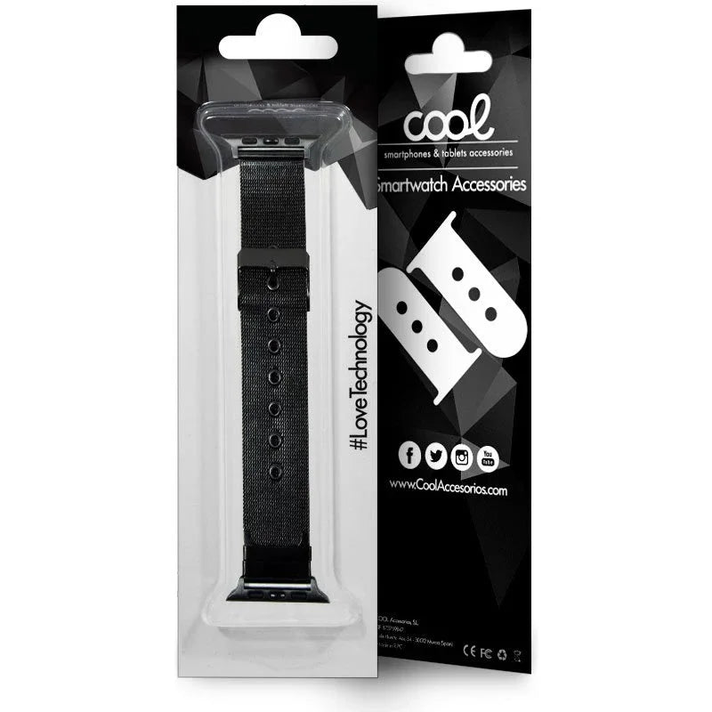 Correa COOL para Apple Watch Series 1 / 2 / 3 / 4 / 5 / 6 / 7 / 8 / 9 / SE (42 / 44 / 45 mm) Metal Negro - PixelPlaza