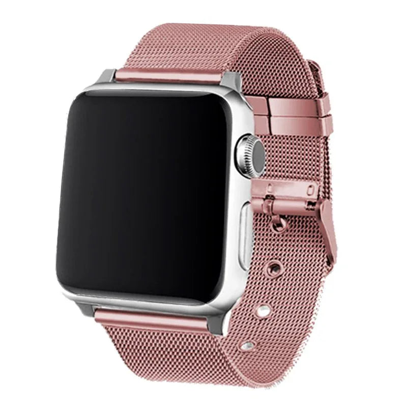 Correa COOL para Apple Watch Series 1 / 2 / 3 / 4 / 5 / 6 / 7 / 8 / 9 / SE (42 / 44 / 45 mm) Metal Rosa - PixelPlaza