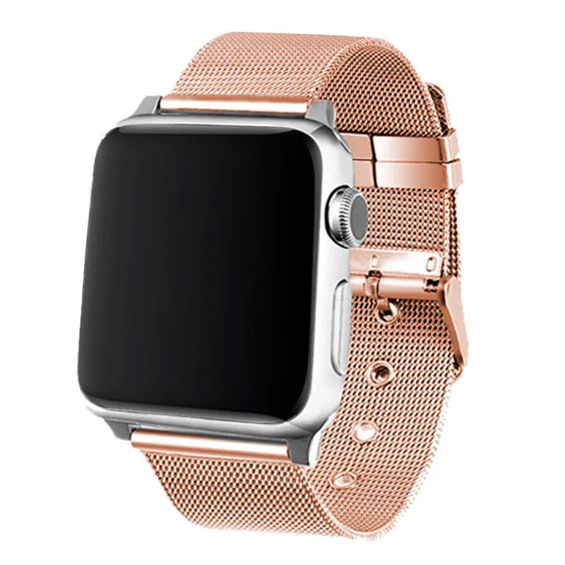 Correa COOL para Apple Watch Series 1 / 2 / 3 / 4 / 5 / 6 / 7 / 8 / 9 / SE (42 / 44 / 45 mm) Metal Rose Gold - PixelPlaza