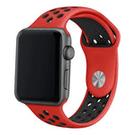 Correa COOL para Apple Watch Series 1 / 2 / 3 / 4 / 5 / 6 / 7 / 8 / 9 / SE (42 / 44 / 45 mm) Sport Rojo-Negro - PixelPlaza