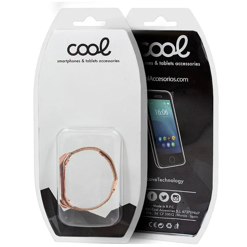 Correa COOL para Xiaomi Mi Band 5 / 6 / 7 / Amazfit Band 5 Metal Rose Gold - PixelPlaza