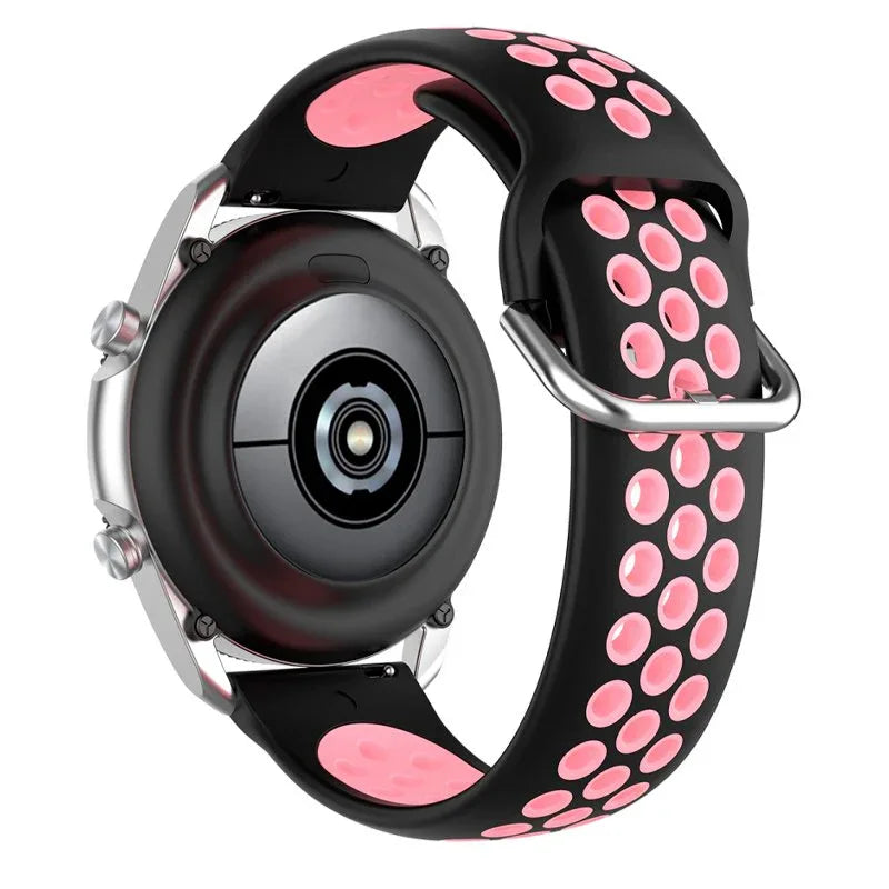 Correa Universal 20mm Amazfit Bip / GTS / Bip Lite / Huawei / Samsung / COOL Goma Negro-Rosa - PixelPlaza