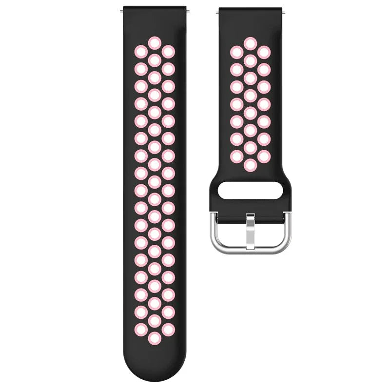 Correa Universal 20mm Amazfit Bip / GTS / Bip Lite / Huawei / Samsung / COOL Goma Negro-Rosa - PixelPlaza