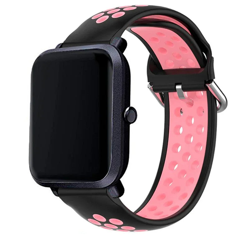 Correa Universal 20mm Amazfit Bip / GTS / Bip Lite / Huawei / Samsung / COOL Goma Negro-Rosa - PixelPlaza