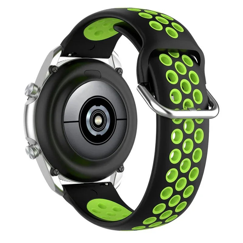 Correa Universal 20mm Amazfit Bip / GTS / Bip Lite / Huawei / Samsung / COOL Goma Negro-Verde - PixelPlaza