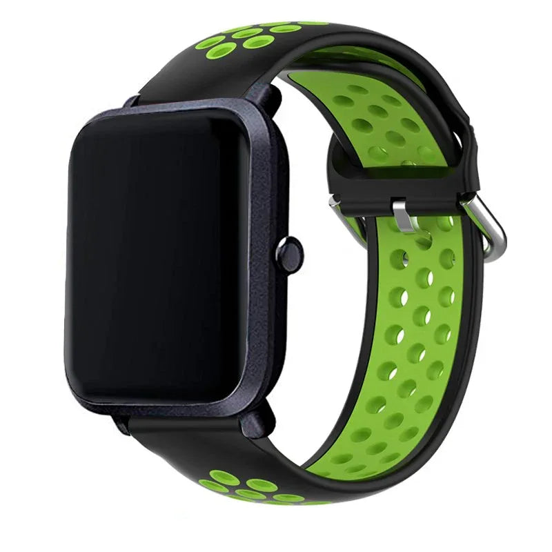 Correa Universal 20mm Amazfit Bip / GTS / Bip Lite / Huawei / Samsung / COOL Goma Negro-Verde - PixelPlaza