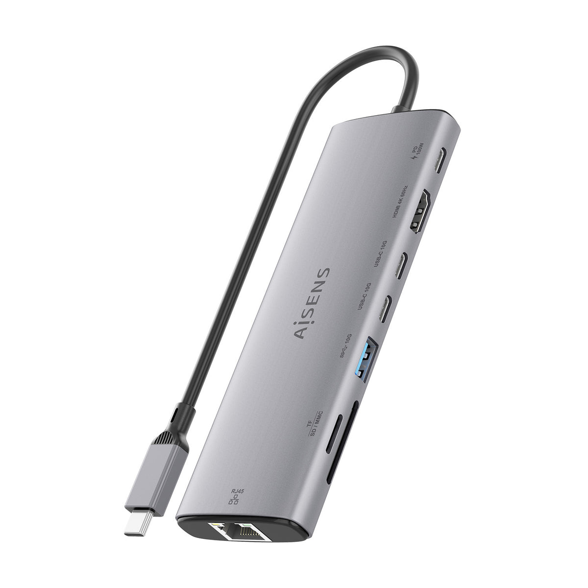 Docking USB Tipo-C Aisens ASUC-8P033-GR/ 1xHDMI 4K/ 1xUSB/ 2xUSB Tipo-C/ 1xRJ45/ 1xLector Tarjetas/ 1xUSB Tipo-C PD/ Gri