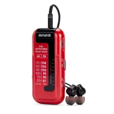 Radio Portátil Aiwa R-22RD/ con Batería/ a Pilas/ Roja - PixelPlaza