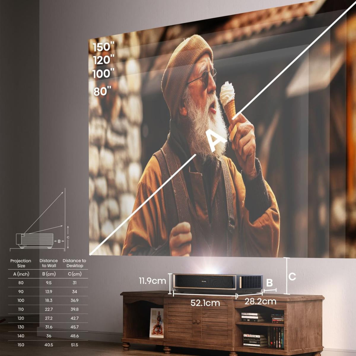 Proyector Hisense PT1 TriChroma 4K Smart Láser UHD Tiro Ultracorto