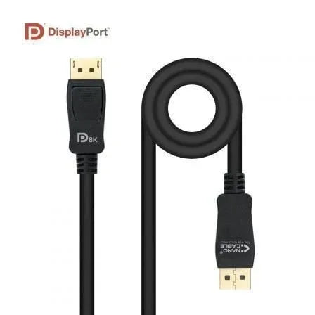 Cable DisplayPort 1.4 8K Nanocable 10.15.2502/ DisplayPort Macho - DisplayPort Macho/ 2m/ Certificado/ Negro - PixelPlaza